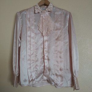 Michele Stuart Vintage Silky Light Pink Blouse Women's Medium